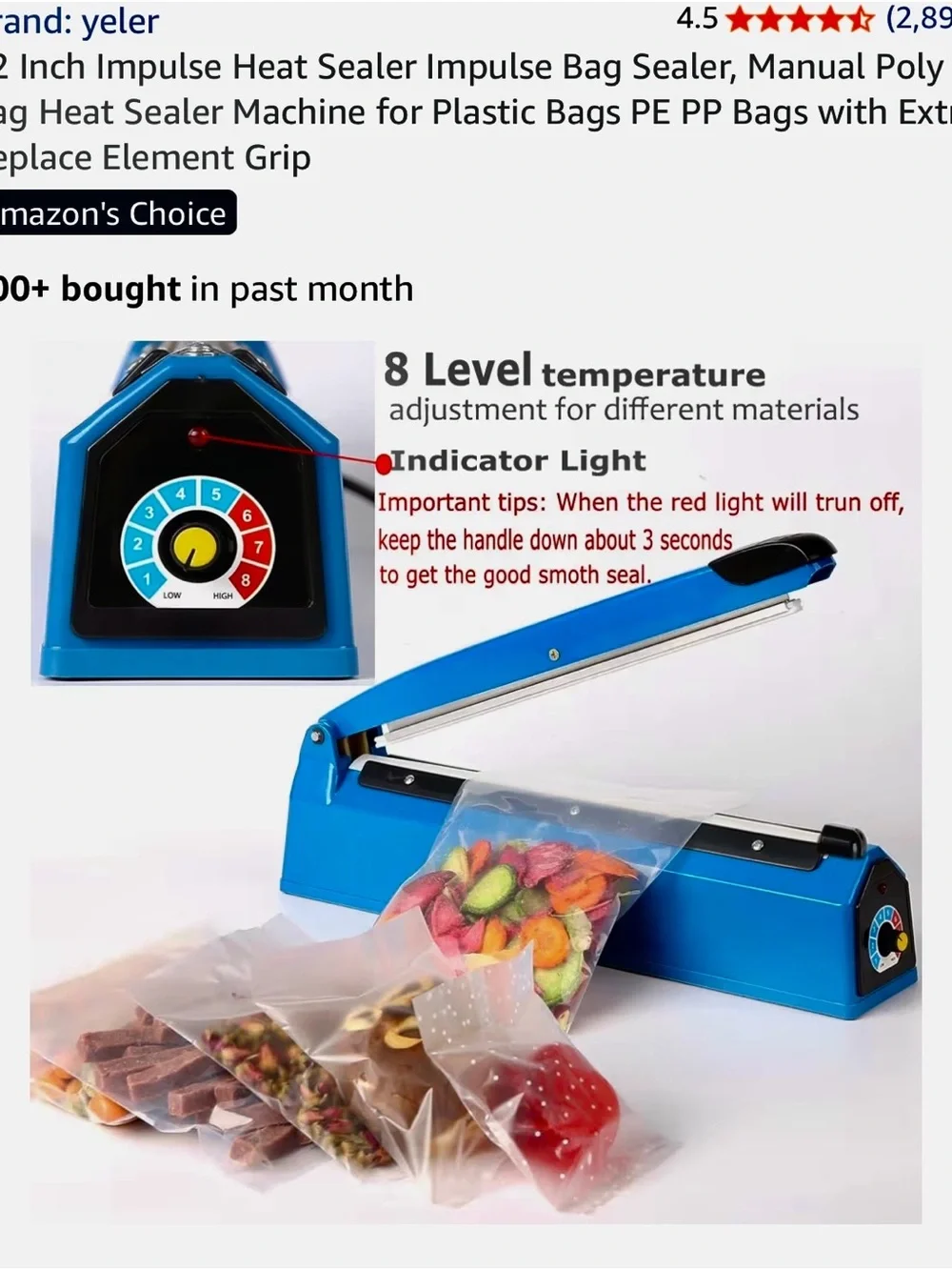 Blue Impulse Heat Sealer - Manual Bag Sealing Machine